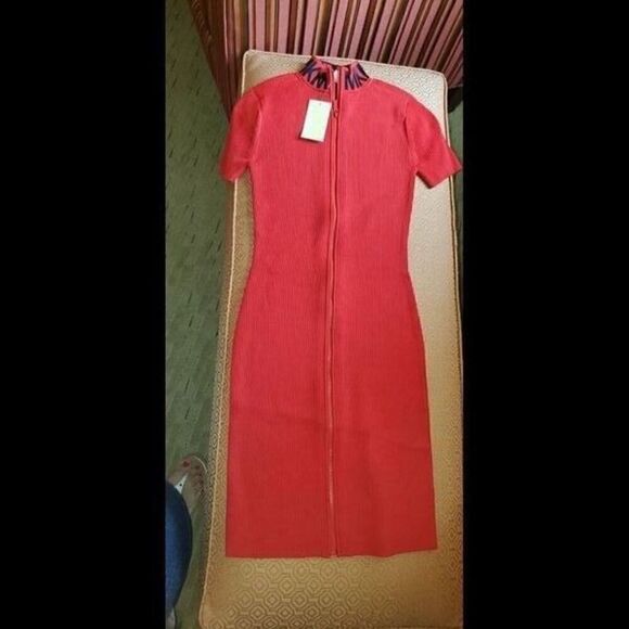 Michael Kors Logo Ribbed Mock MK neck zip size M - Picture 7 of 7